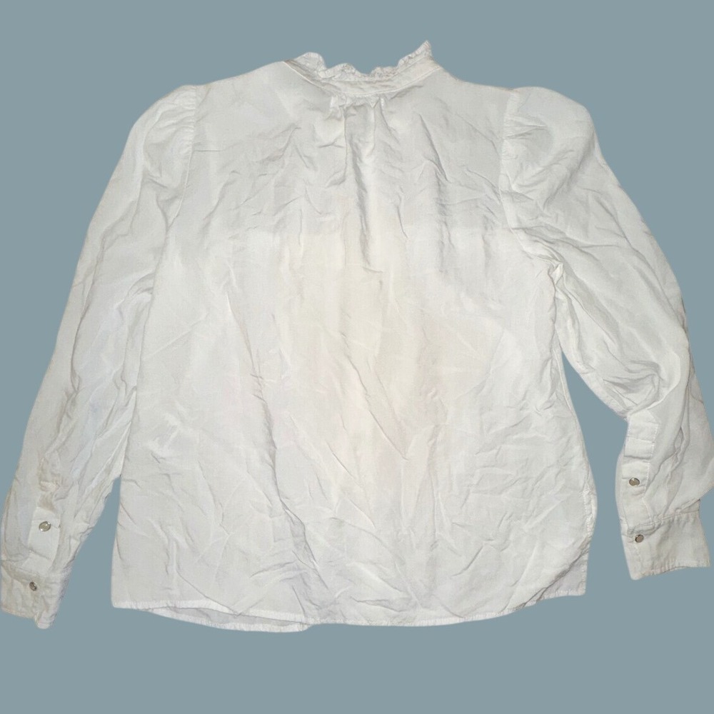 Dear John White Ruffle High Neck Button Down Blouse DSH1164M2WHT XS - Picture 2 of 7